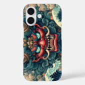 Coques Case-Mate iPhone Oriental abstrait Oni démon face Kanagawa vagues (Verso)
