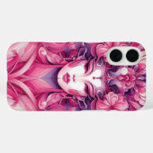 Coques Case-Mate iPhone Oriental abstrait symétrique Geisha fleurs roses (Verso (horizontal))