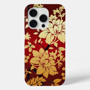 Coque iPhone 15 Pro Oriental Golden Flowers