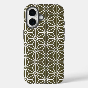 Coques iPhone 16 Oriental Green Matsuba Asanoha Japon Motif