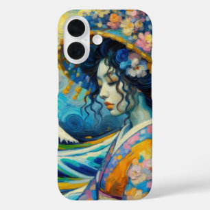 Coques iPhone 16 Oriental Maiko Geisha Kanagawa vagues Van Gogh mix
