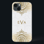 Etui iPhone Case-Mate Ornament en dentelle or Arrière - plan blanc perso<br><div class="desc">Élégant or orné orné dentelle fleurie orné sur cercles blancs arrière - plan motif. Le design peut être demandé dans n'importe quelle couleur et sur n'importe quel produit que nous offrons. monogramme personnalisé et optionnel.</div>