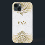 Etui iPhone Case-Mate Ornament en dentelle or Arrière - plan blanc perso<br><div class="desc">Élégant or orné orné dentelle fleurie orné sur cercles blancs arrière - plan motif. Le design peut être demandé dans n'importe quelle couleur et sur n'importe quel produit que nous offrons. monogramme personnalisé et optionnel.</div>