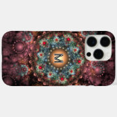 Coques Case-Mate iPhone Ornate Broch Fractal Art Abstrait avec Monogramme (Verso (horizontal))