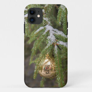Coques Pour iPhone Ornement en verre de Noël d'or sur l'arbre à