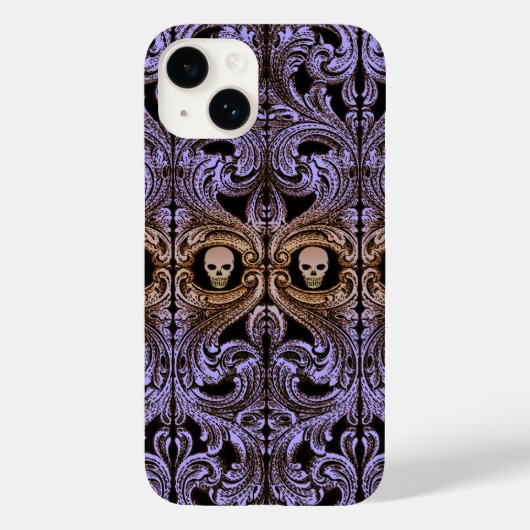 Coques Case-Mate iPhone Ornement Goth Purple Avec Crâne (Verso)