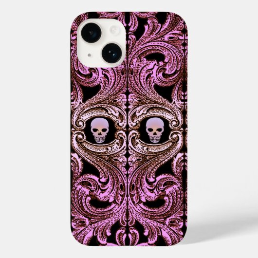 Coques Case-Mate iPhone Ornement rose Goth avec crâne (Verso)