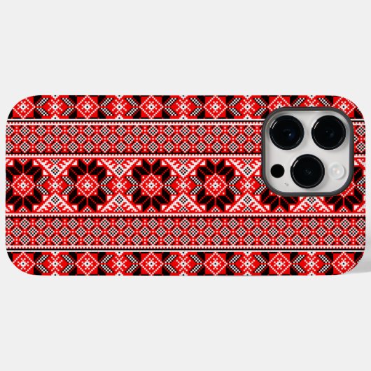 Coques Case-Mate iPhone Ornement traditionnel ukrainien ethnique rouge (Verso (horizontal))