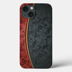 Etui iPhone 13 Ornement vintage rouge et noir