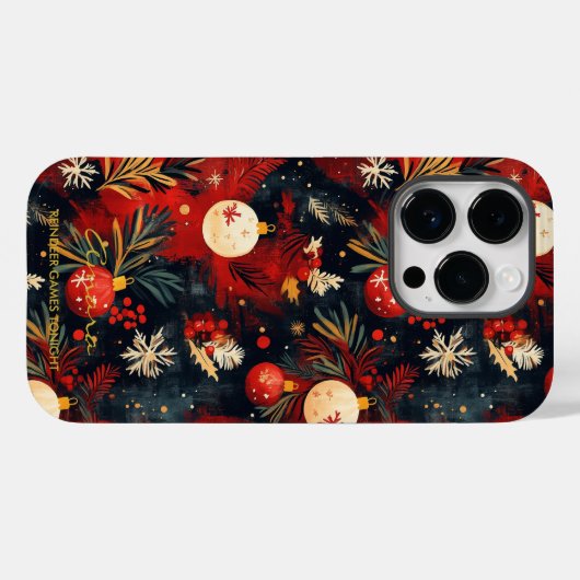 Coques Case-Mate iPhone Ornements de Noël personnalisés et pin (Verso (horizontal))