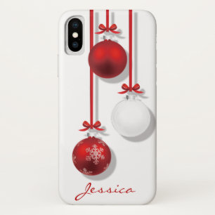 Case-Mate iPhone Case Ornements de Noël rouge et blanc Red Bow