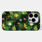 Coques Case-Mate iPhone Ornements de Noël verts personnalisés (Verso (horizontal))