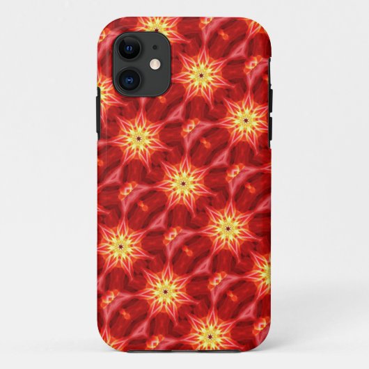 Coques Case-Mate iPhone ornements jaunes sur rouge (Dos)