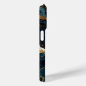 Coques Case-Mate iPhone Osmic Gold et Blue Fluid Art, Luxury Abstrait (Verso / Droite)