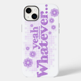Coque Pour iPhone 14 Plus "Ouais quoi que ce soit" violet blanc graphique