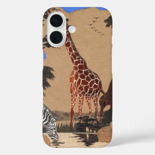Coques iPhone 16 Ouganda - Carte de la faune - Imprimer
