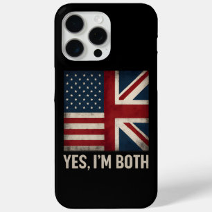 Coque iPhone 15 Pro Max Oui, je suis les deux drapeaux américain et britan