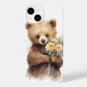 Coque Pour iPhone 14 Ours aquarelle avec Bouquet