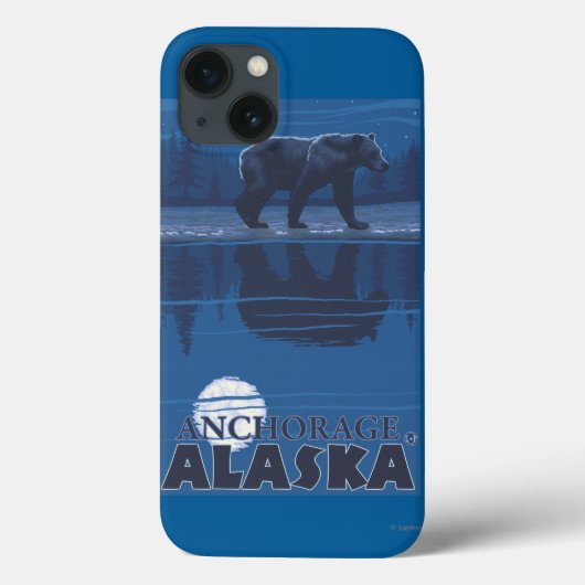 Coques Case-Mate iPhone Ours au clair de lune - Anchorage, Alaska (Verso)