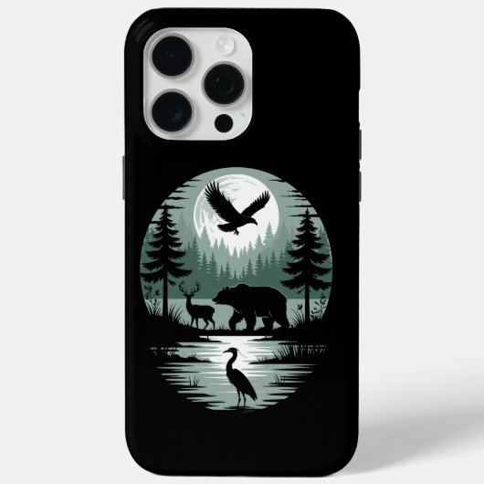 Coques Case-Mate iPhone Ours Cerf Aigle Lune Forêt Silhouette (Verso)
