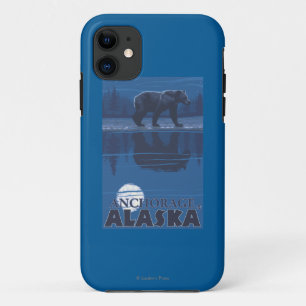 Coque iPhone 11 Ours dans le clair de lune - Anchorage, Alaska