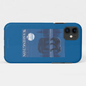 Coques Case-Mate iPhone Ours dans le clair de lune - le mont Rainier, (Dos (Horizontal))