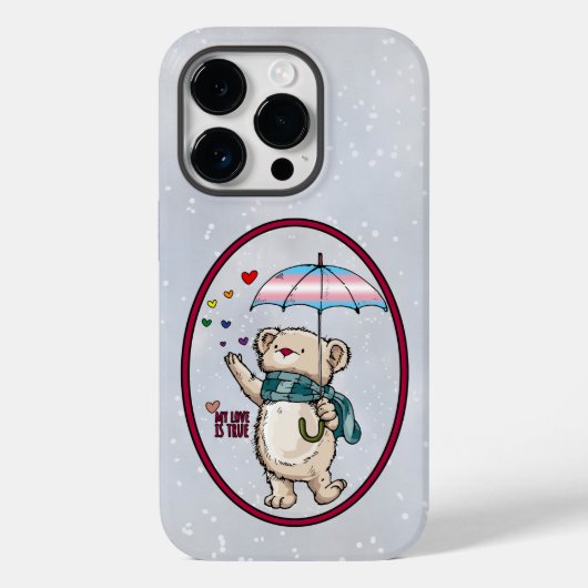 Coques Case-Mate iPhone Ours D'Hiver Avec Parapluie Dans Le Drapeau Transg (Verso)