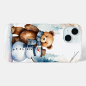 Coques Case-Mate iPhone Ours En Conduite D'Hiver Et Snowman (Verso (horizontal))
