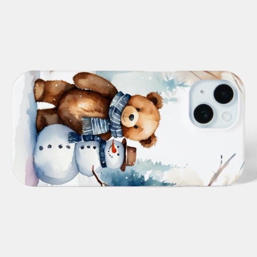Coques Case-Mate iPhone Ours En Conduite D'Hiver Et Snowman (Verso (horizontal))