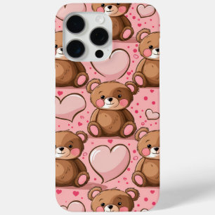 Coque iPhone 15 Pro Max Ours et coeur en peluche adorable