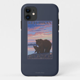 Coque iPhone 11 Ours et CUB - Ketchikan, Alaska