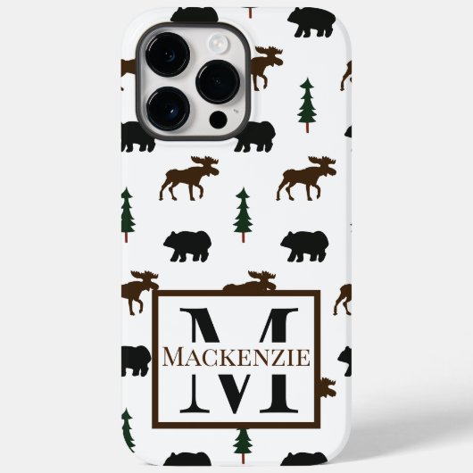 Coques Case-Mate iPhone Ours et orignal Monogramme Nature Cabine Rustique (Verso)