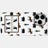 Coques Case-Mate iPhone Ours et orignal Monogramme Nature Cabine Rustique (Verso (horizontal))