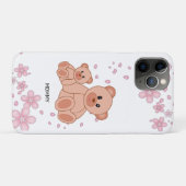Coques Case-Mate iPhone Ours mignons et fleurs roses (Dos (Horizontal))