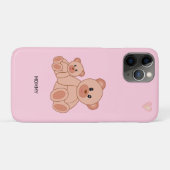 Coques Case-Mate iPhone Ours mignons sur fond rose clair (Dos (Horizontal))
