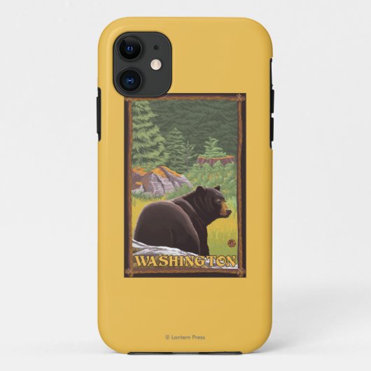 Coques Case-Mate iPhone Ours noir en forêt - Washington (Dos)