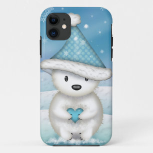 Coque iPhone 11 Ours polaire adorable avec cœur