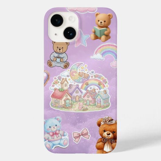 Coques Case-Mate iPhone Ourson Mignon Pastel Violet Esthétique (Verso)
