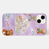 Coques Case-Mate iPhone Ourson Mignon Pastel Violet Esthétique (Verso (horizontal))