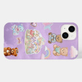 Coques Case-Mate iPhone Ourson Mignon Pastel Violet Esthétique (Verso (horizontal))