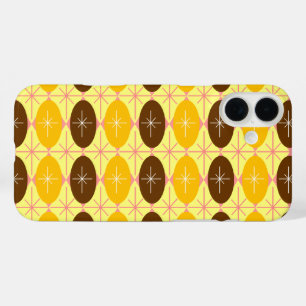 iPhone 16 Plus Case Ovales rétro et Motif Starburst