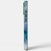 Coques Case-Mate iPhone Ovation debout, fractale bleue turquoise abstraite (Verso / Gauche)