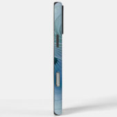 Coques Case-Mate iPhone Ovation debout, fractale bleue turquoise abstraite (Verso / Droite)