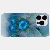 Coques Case-Mate iPhone Ovations debout, fractale abstraite bleu turquoise (Verso (horizontal))