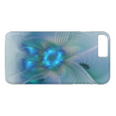Coques Case-Mate iPhone Ovations debout, fractale abstraite bleu turquoise (Dos (Horizontal))