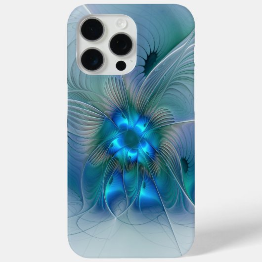 Coques Case-Mate iPhone Ovations debout, fractale abstraite bleu turquoise (Verso)