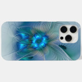 Coques Case-Mate iPhone Ovations debout, fractale abstraite bleu turquoise (Verso (horizontal))