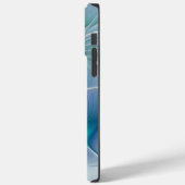 Coques Case-Mate iPhone Ovations debout, fractale bleue turquoise abstrait (Verso / Gauche)