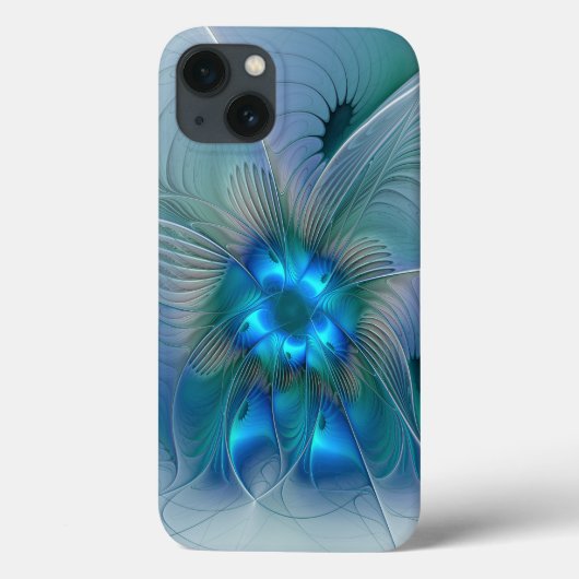 Coques Case-Mate iPhone Ovations debout, fractale de turquoise bleu abstra (Verso)