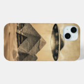 Coques Case-Mate iPhone OVNI au-dessus des pyramides (Verso (horizontal))